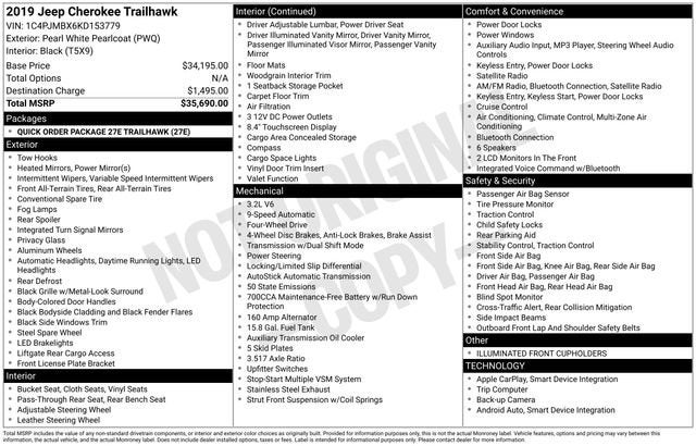 2019 Jeep Cherokee Trailhawk 4x4