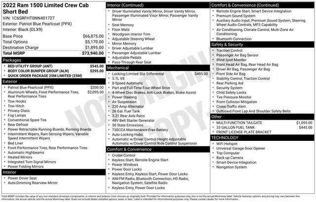 2022 RAM 1500 Limited Crew Cab 4x4 5'7" Box