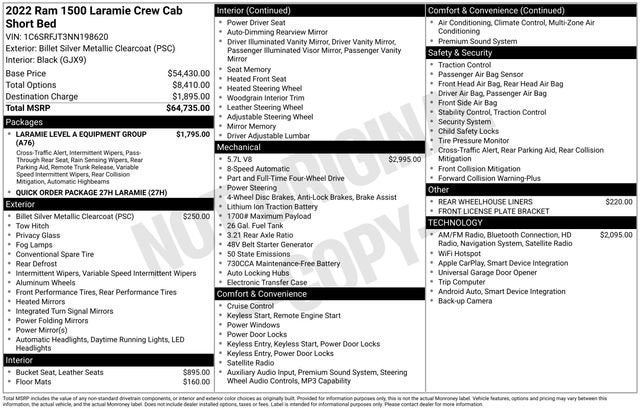 2022 RAM 1500 Laramie Crew Cab 4x4 5'7" Box