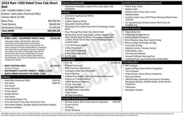 2024 RAM 1500 Rebel Crew Cab 4x4 5'7" Box