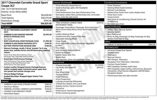 2017 Chevrolet Corvette Grand Sport Grand Sport 3LT
