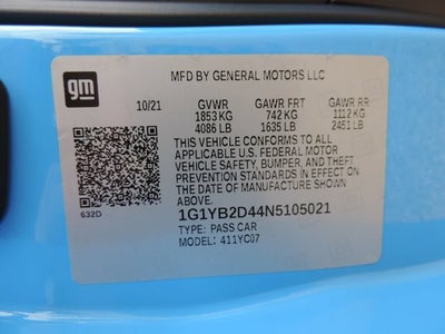 2022 Chevrolet Corvette Stingray 2LT