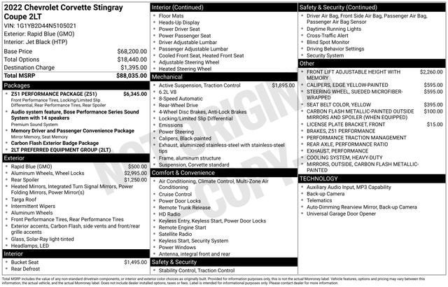 2022 Chevrolet Corvette Stingray 2LT