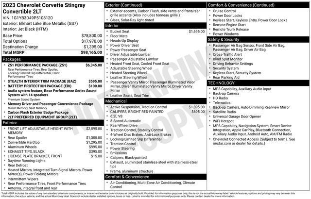 2023 Chevrolet Corvette Stingray 2LT