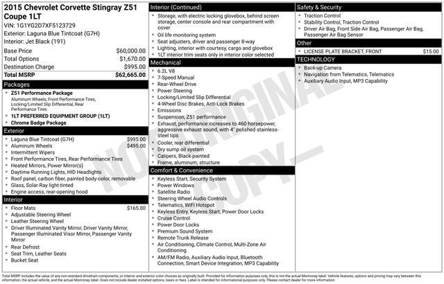 2015 Chevrolet Corvette Stingray Z51 1LT