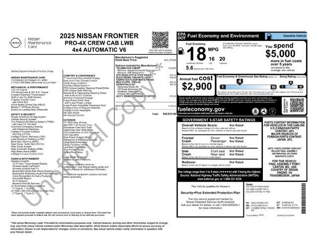2025 Nissan Frontier Crew Cab Long Bed PRO-4X 4x4