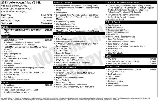 2023 Volkswagen Atlas 3.6L V6 SEL