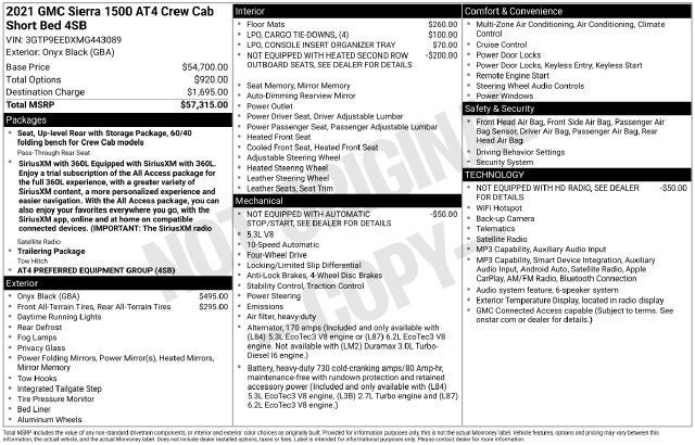 2021 GMC Sierra 1500 AT4