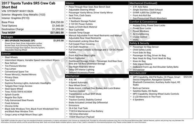 2017 Toyota Tundra SR5 4.6L V8