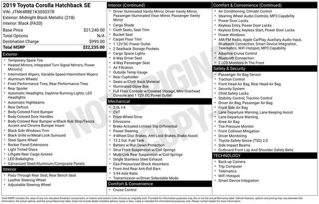 2019 Toyota Corolla Hatchback SE