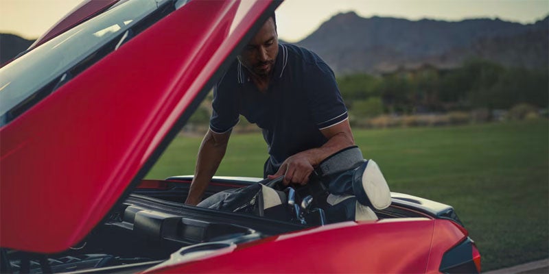 Man keeping his luggage in the vehicle